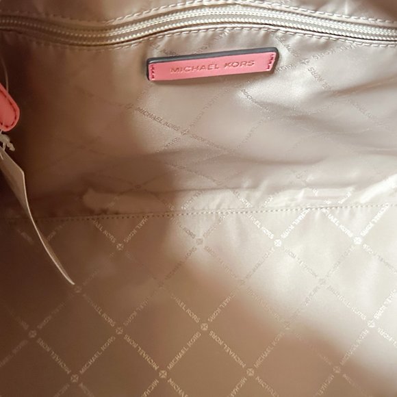 Michael Kors Jet Set Medium Satchel Shoulder Duffle Bag + Wallet Tea Rose Multi - Picture 7 of 10